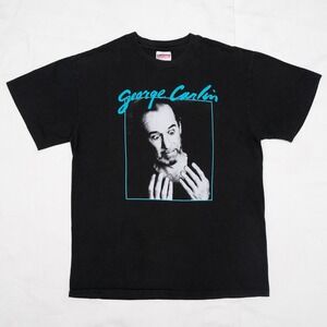 Vintage 80s George Carlin Single Stitch Shirt Black Hanes Large Brain Damage